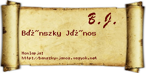 Bánszky János névjegykártya